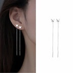 925 Silver Earring For Women Long Tassel Earrings Ear Line pendientes Fashion Zircon Star Drop Earrings