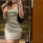 Sexy 90s Cowl-Neck Rave Dress - Glitter Y2K Clubwear | Femstylo