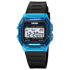 SKMEI Transparent TPU Strap Ladies Wristwatch Shockproof Back Light Display Stopwatch Digital Watches Women 2056 reloj mujer