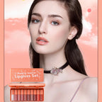 Pearlescent Liquid Lipstick Set 10pcs Waterproof Long Wearing Lip Gloss Shiny Moisturizing Non Fade Mini Lip Glaze makeup