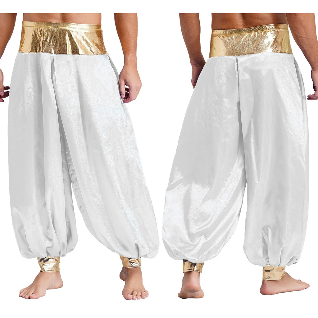 Halloween Men Arabian Indian Prince Cosplay Costume Stain Shiny Harem Trousers Arab Costume Carnival Dress Up Lantern Long Pants Lootquake LLC