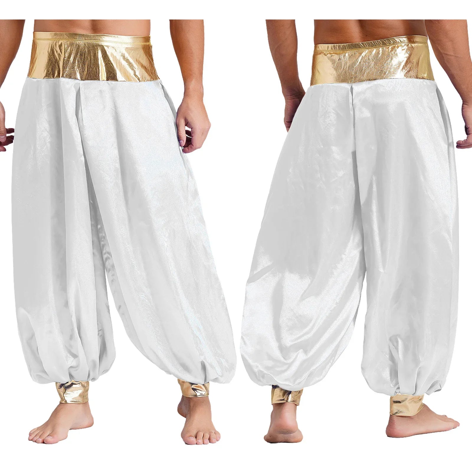 Halloween Men Arabian Indian Prince Cosplay Costume Stain Shiny Harem Trousers Arab Costume Carnival Dress Up Lantern Long Pants Lootquake LLC