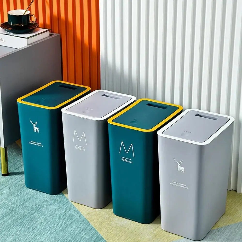 15/10L Bathroom Kitchen Trash Can with Lid Press-type Waste Bins Living Room Toilet Nordic Rectangular Garbage Bin Wastebaskets Lootquake LLC