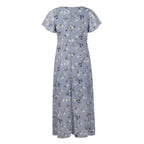 Vestidos Verano Moda 2024 Women's Swing Long Dress Chiffon Floral Short Sleeve Ruffle V Neck Fashion Waist Flowy Dress платье