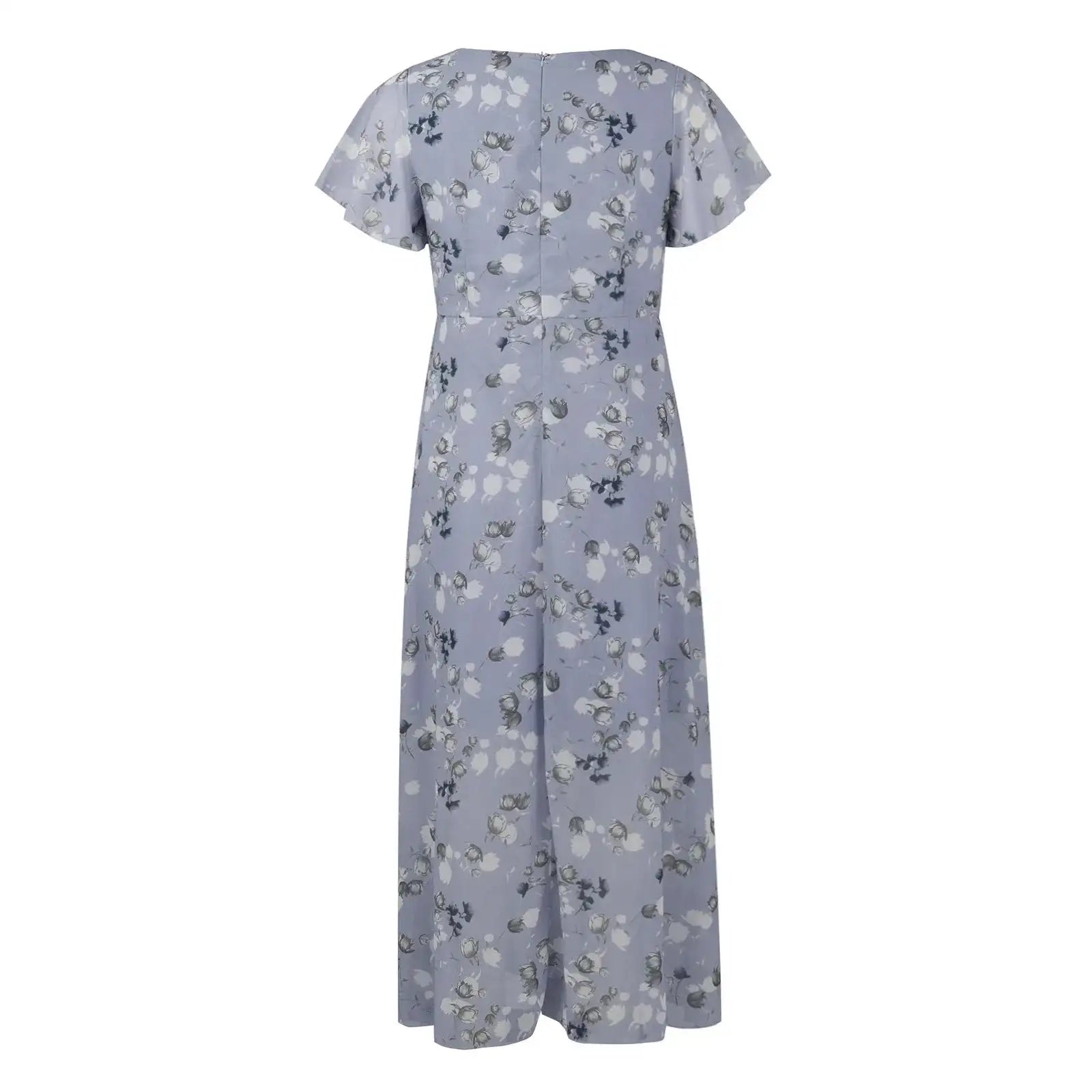 Vestidos Verano Moda 2024 Women's Swing Long Dress Chiffon Floral Short Sleeve Ruffle V Neck Fashion Waist Flowy Dress платье
