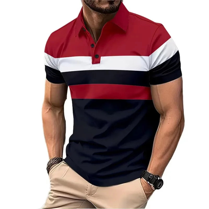 Summer Men's Short Sleeve Polo Shirts Splice Breathable Lightweight T Shirts Mens Outdoor Sweatwear Turn Down Mens Shirts Lootquake LLC