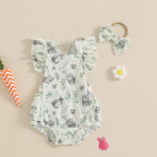 Toddler Girls 3Pcs Spring Outfits Floral Ruffle Sleeveless Romper Shorts Headband Set Baby Clothes Easter Costume Lootquake LLC