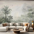 Tropical Green Plants Coconut Trees Distant Mountain Birds 3D Mural Wallpaper Restaurant Clubs KTV Bar Modern Personality Murals Lootquake LLC