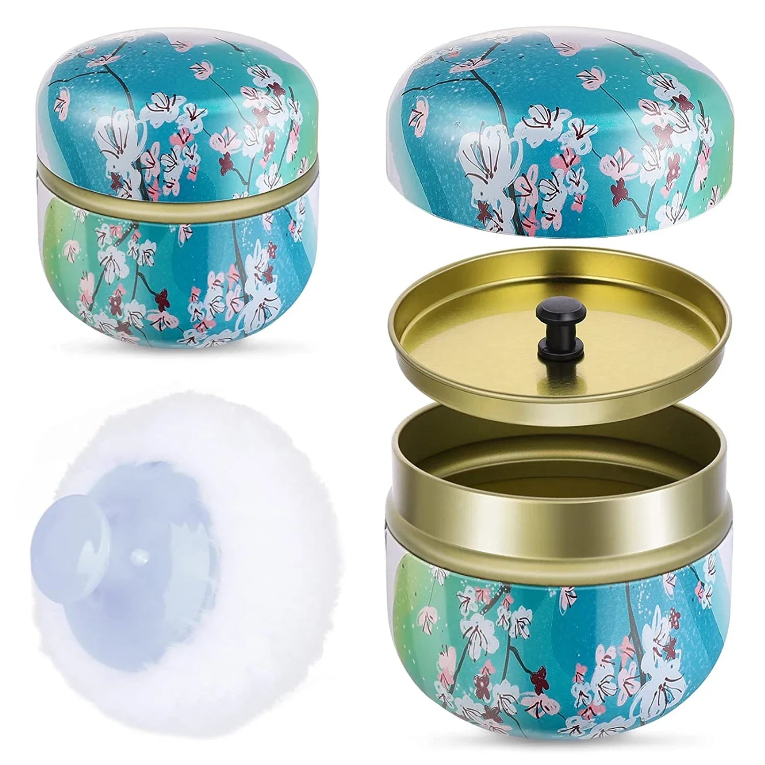 Powder Puff and Powder Container for Body Dusting Powder Case with Puff fo Women Loose Powder Containers with Puff for Travel Lootquake LLC