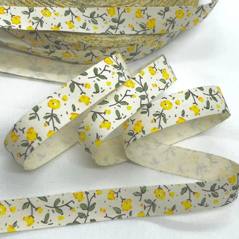 5Y 1.5cm/2.5cm Flowers Printed Cotton Floral Ribbon For Handmade DIY Craft Scrapbook Gift Packing Easter Wedding Christmas Deco Lootquake LLC