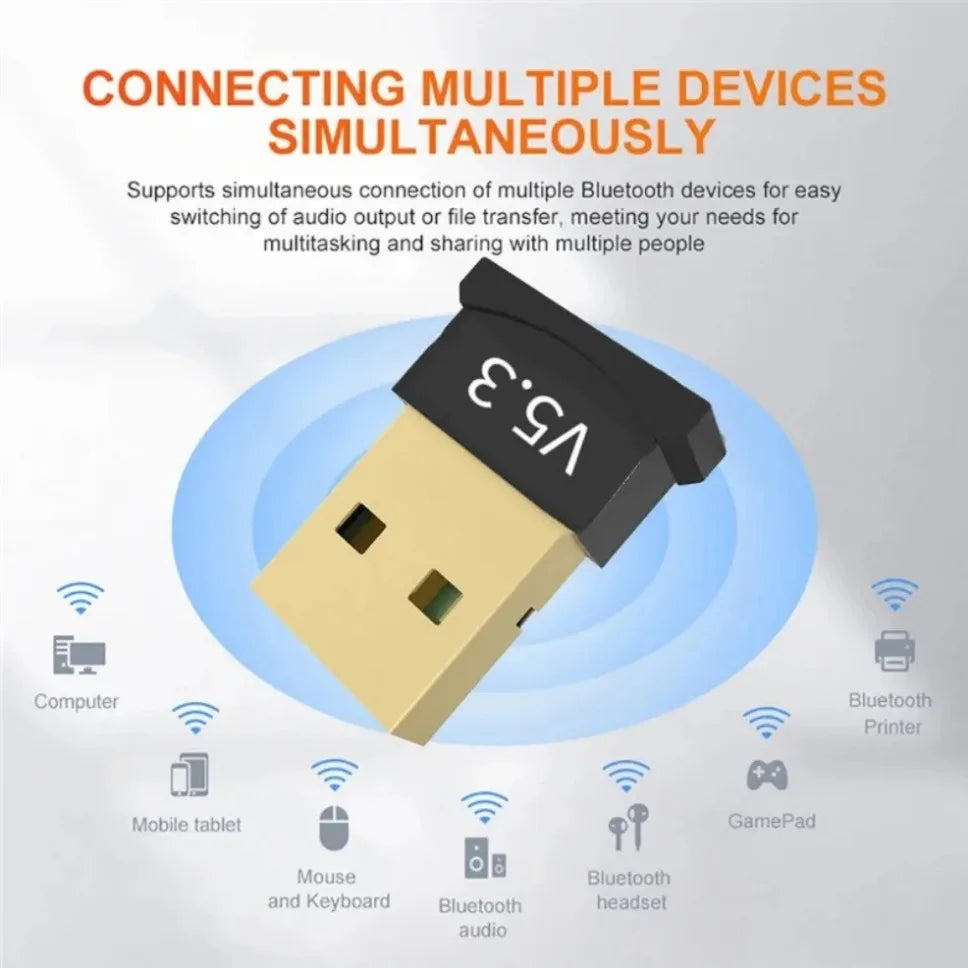 USB Bluetooth 5.3 Adapter Wireless Bluetooth 5.1 Dongle Adapter for PC Laptop Wireless Speaker Audio Receiver USB Transmitter Lootquake LLC