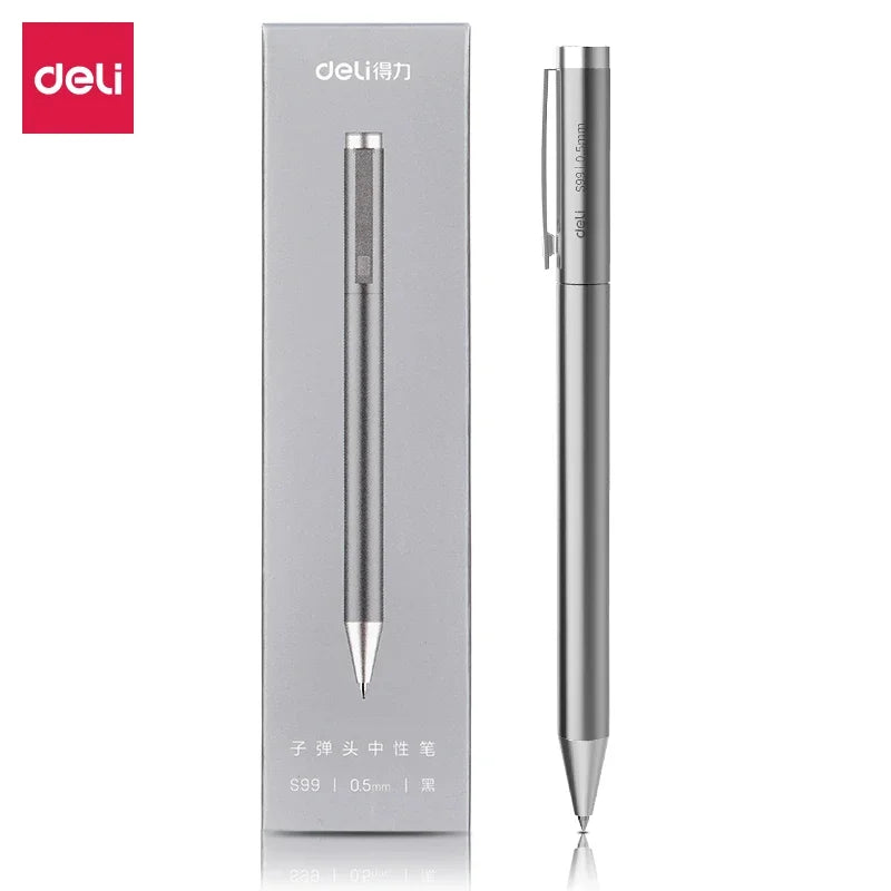 DELI Metal Sign Pen 0.5mm Gel Pens Golden Silver Color Metallic Writing Pen with Refills Smooth Writing School Office Supplies Lootquake LLC