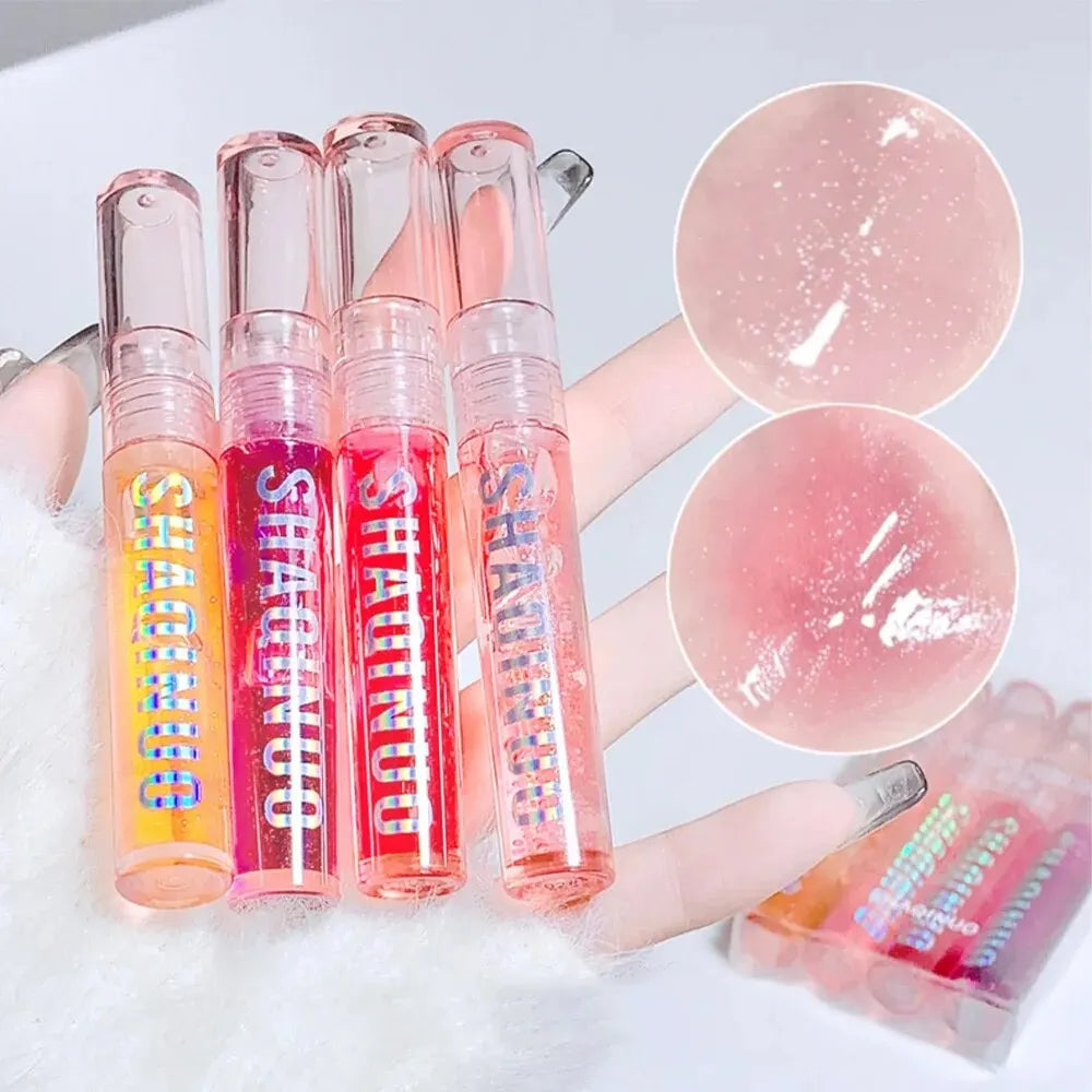 4 PCS Water-gloss Mirror Jelly Lip Gloss Moisturizes Lips Shimmers With Fine Pearls Brightens Lip Color Lootquake LLC