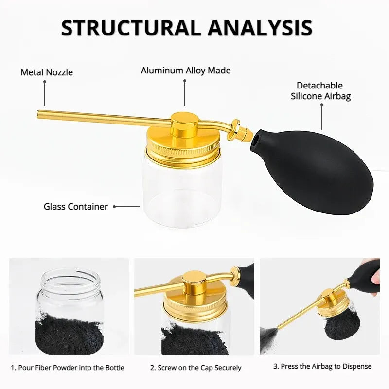 Refillable Barber Powder Spray Bottle Hair Building Fiber Applicator Talc Powder Blower Puffer Tools Salon Accessories Lootquake LLC