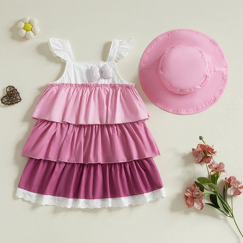 Baby Girl 2-Piece Summer Set Sleeveless Floral Print Dress Matching Sun Hat Toddler Outfit Beach Clothes Lootquake LLC
