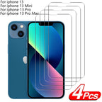 4Pcs Protective glass on For iPhone 14 13 12 11 Pro Max XS XR Mini screen protector Tempered glass For iphone 7 8 14 Plus glass Clear Screen Protector Guard Anti Scratch Screen Protector For iPhone