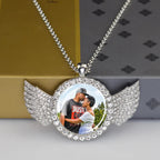 Custom Necklace Personalized Photo Picture Angel Wings Rhinestone Pendant Chains Necklaces Creative Fashion Hip Hop Jewelry Gift Lootquake LLC