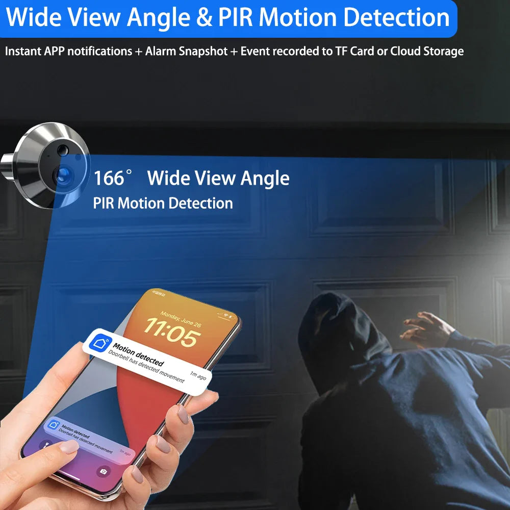 Mini 5MP Tuya Smart Life Home Digital Viewer Peepholes Door Eye WiFi IR No Red Exposure Night Vision Camera 4.3Inch Baby Monitor Lootquake LLC