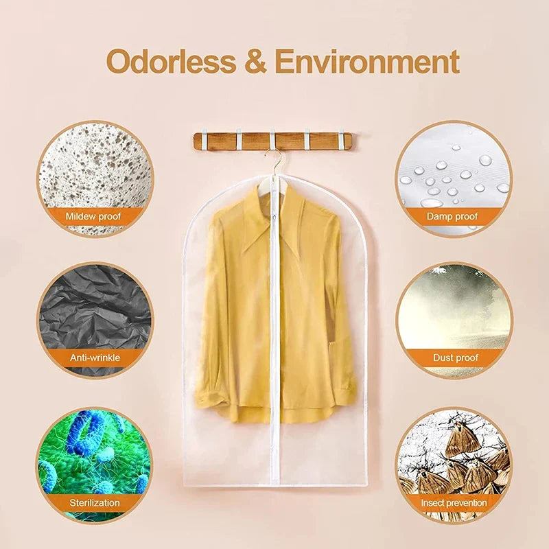 Clothes Dust Cover Plastic Waterproof Transparent Clothing Covers Home Storage Bag Clothing Hanging Garment Bag Wardrobe Storage Lootquake LLC