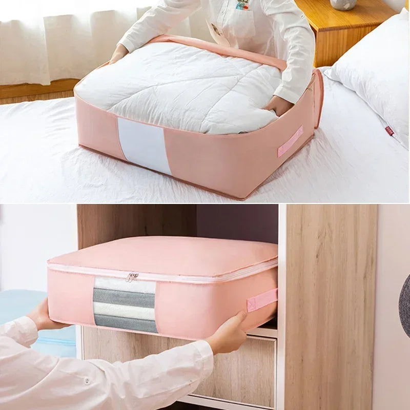 Foldable Storage Bag Non-Woven Clothing Organizer Wardrobe Closet Clothes Organizer Pillow Quilt Blanket Home Storage Bags Lootquake LLC