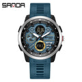SANDA Sports Men's Electronic Watch Fashion Multi functional Waterproof LED Dual Display Men's Electronic Watch 3379