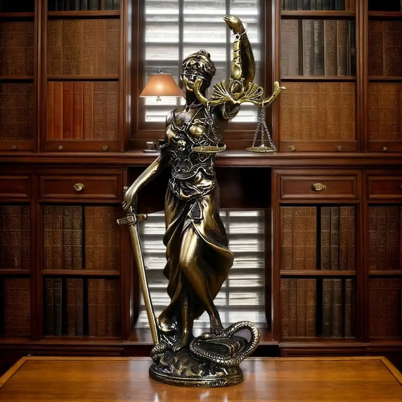 Imitation Copper Sculpture Of The Goddess Of Justice Classroom Desk Resin Ornaments Statue Of The Goddess Of Justice For Teacher