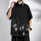 M-5XL Plus Size Mens Short Sleeve Shirt Chinese Traditional Tai Chi Kung Fu Mandarin Collar Frog-Button Clothes Summer Tops Man Lootquake LLC