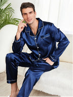 Men Pajama Sets Microfiber Sleepwear For Sleeping Man Shirt Silk Long Sleeve Pyjama Male Home Night Wear Plus Size Loungewear Lootquake LLC