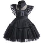 Halloween Wednesday Cosplay Costume 0-6-year-old Baby Fashion Hollow lace princess dress carnival girls black evening dress Lootquake LLC