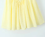 YENKYE Sexy Elegant Women Hollow Out Embroidery Yellow Sling Mini Dress Low Waist Lace Up Bandage Party Dresses Birthday Robe
