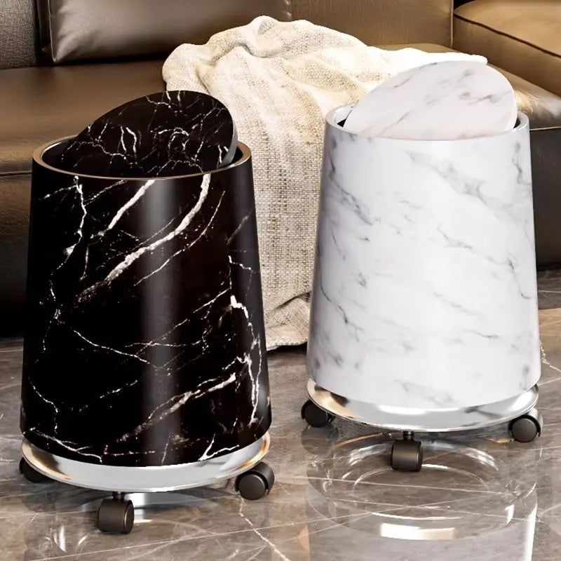 Large Capacity Trash Can Luxury Removable Litter Bins Living Room Rotating Wastebasket Food Recycle Dustbin Cleaning Supplies Lootquake LLC