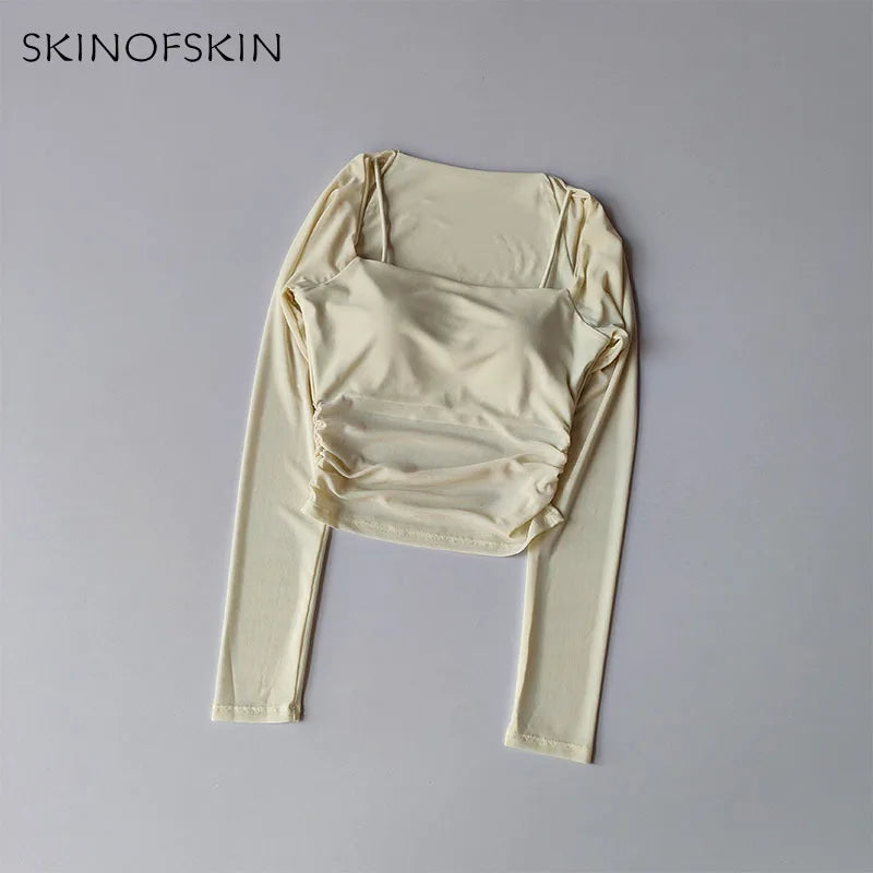 Mesh-Splice Slim Fit Yoga Top THRIXINE