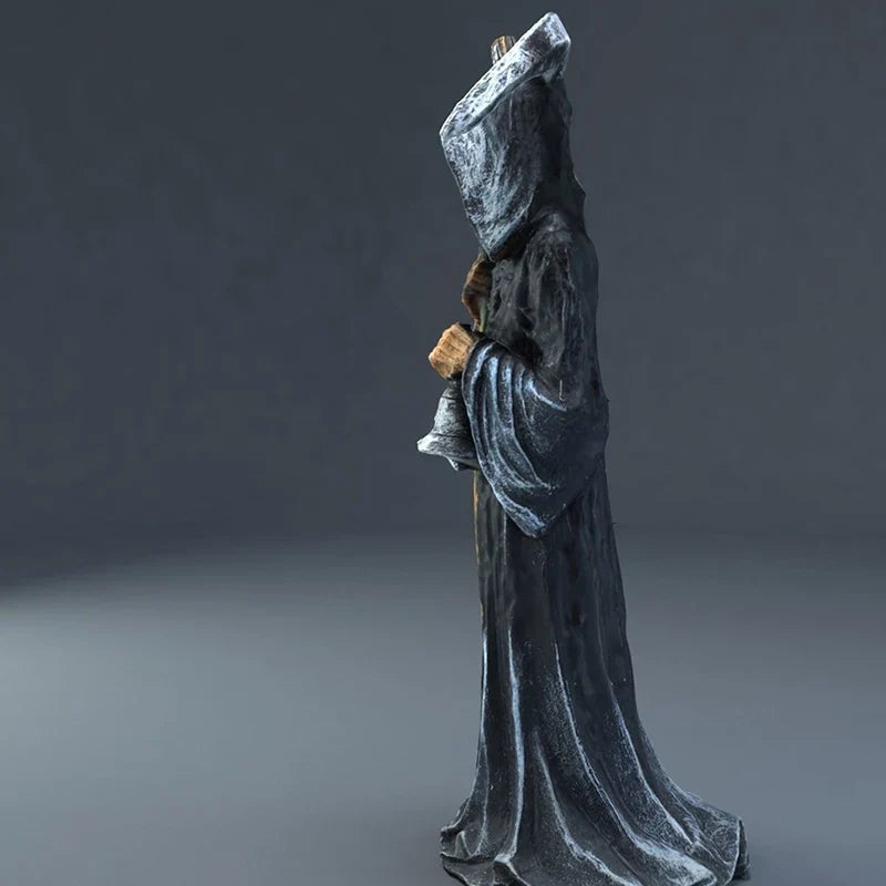 Holy Death Statue Standing Religious Decorative Figurine Grim Reaper Holding Scythe Statue Altar Halloween Lootquake LLC