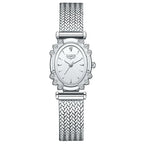Women's Oval Quartz Watch Vintage Mesh Bracelet Blue Dial