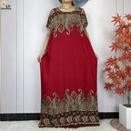 2024 Latest Muslim Sets Women Clothing Cotton Floral Loose Dashiki Long Dress African Abaya Dubai Traditional Islamic Clothing