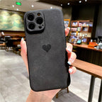 Cute Love Heart Leather Phone Case Soft Shockproof Case for Women Fashion Love Heart Leather Phone Case For iPhone 13 12 11 Pro Max X XR XS Max Camera Protection Soft Back Phone Cover For Couples Stevvex