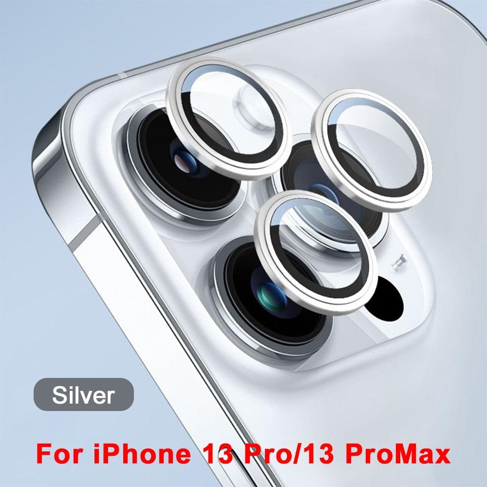 3D  Protective Glass Camera Protector Cover For iPhone 13 Pro Max i Phone 13Pro 13 Mini Rear Lens Metal Ring Protect Camera Lens Case Individual Metal Scratch Resistant HD Clear Case Tempered Glass Camera Case Stevvex