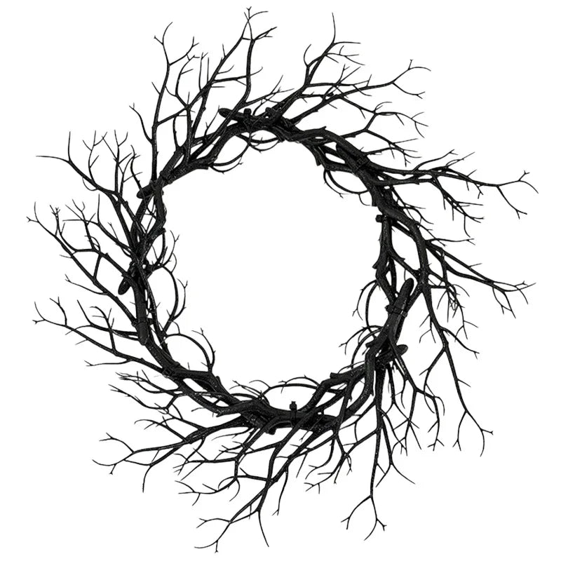 Halloween Wreath Black Branch Garland with LED Light Horror Party Haunted Festival Branch Wreath Hanging Room Halloween Decor Lootquake LLC