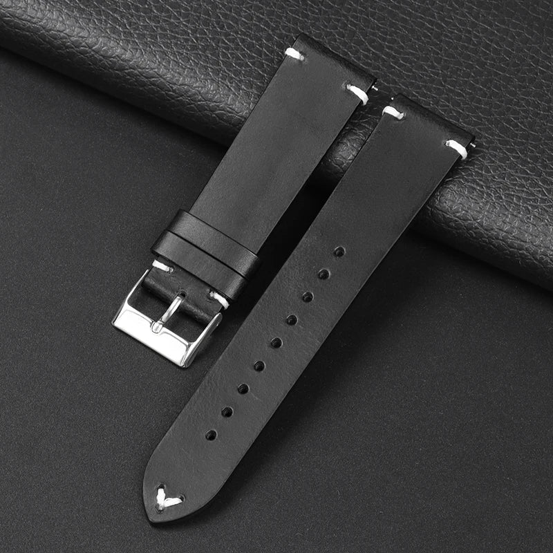 Amazfit Leather Watch Band Retro Oil Wax Calfskin For Smartwatch Replacement