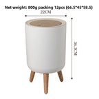 Imitation wood grain high foot garbage bin, press type with lid, household high-end feeling, light luxury garbage bin Lootquake LLC