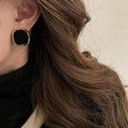 Classic Simple Geometry Square Black Enamel Stud Earrings for Women Charm Party Jewelry Stainless Steel Designer Ear Accessories Lootquake LLC