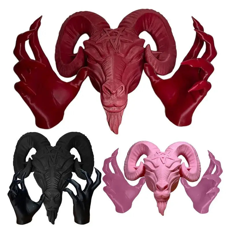 Devils Goat Baphomet Statue Resin Baphomet Head and Hands Statue Gothic Satanic Goat Ornament Religious Sculpture Ornament Lootquake LLC