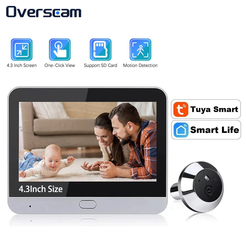 Mini 5MP Tuya Smart Life Home Digital Viewer Peepholes Door Eye WiFi IR No Red Exposure Night Vision Camera 4.3Inch Baby Monitor Lootquake LLC