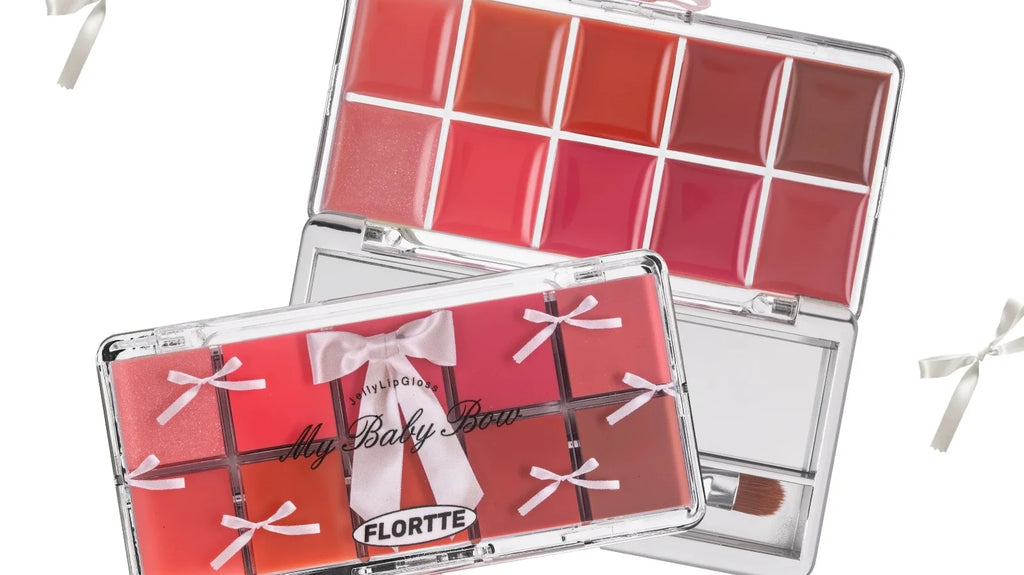 FLORTTE 10-Color Lip Palette Lip Gloss and Lipstick Glossy Moisturizing Pigmented Multifunctional Easy to Apply Lootquake LLC