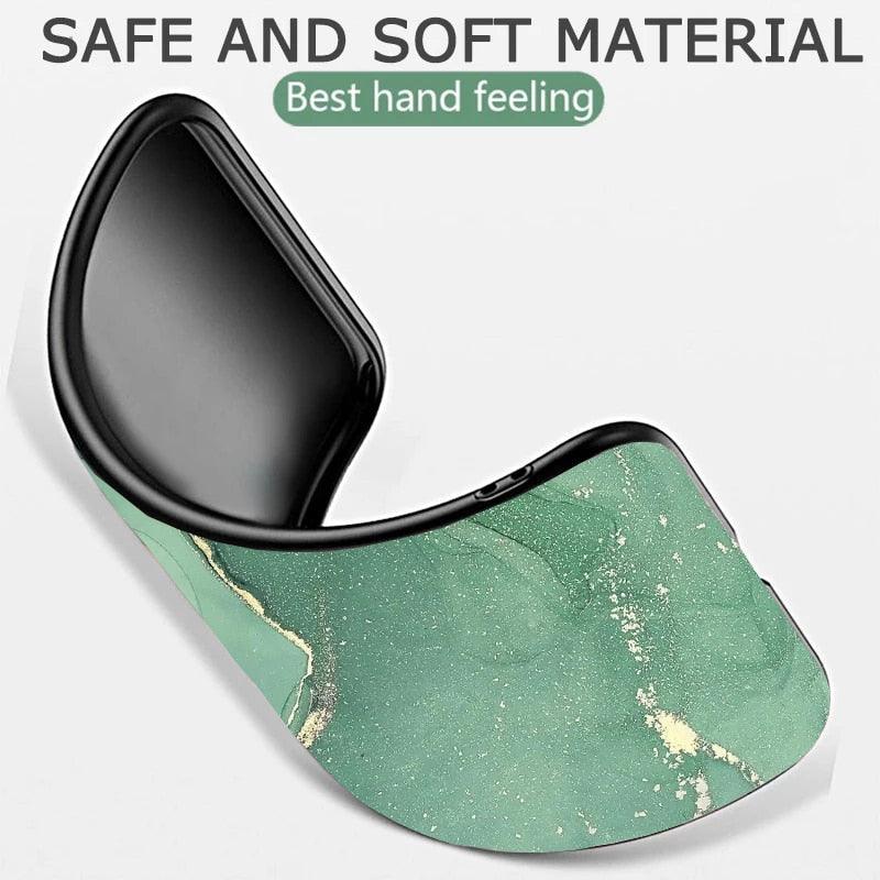 Luxury Marble Texture Phone Case For iPhone X XR XS 7 8 6S 6 5 Plus Silicone Anti Fall Back Cover Ultra Thin Soft Silicone Protective Shockproof and Scratch Resistant with Cute Design Pattern Case Stevvex