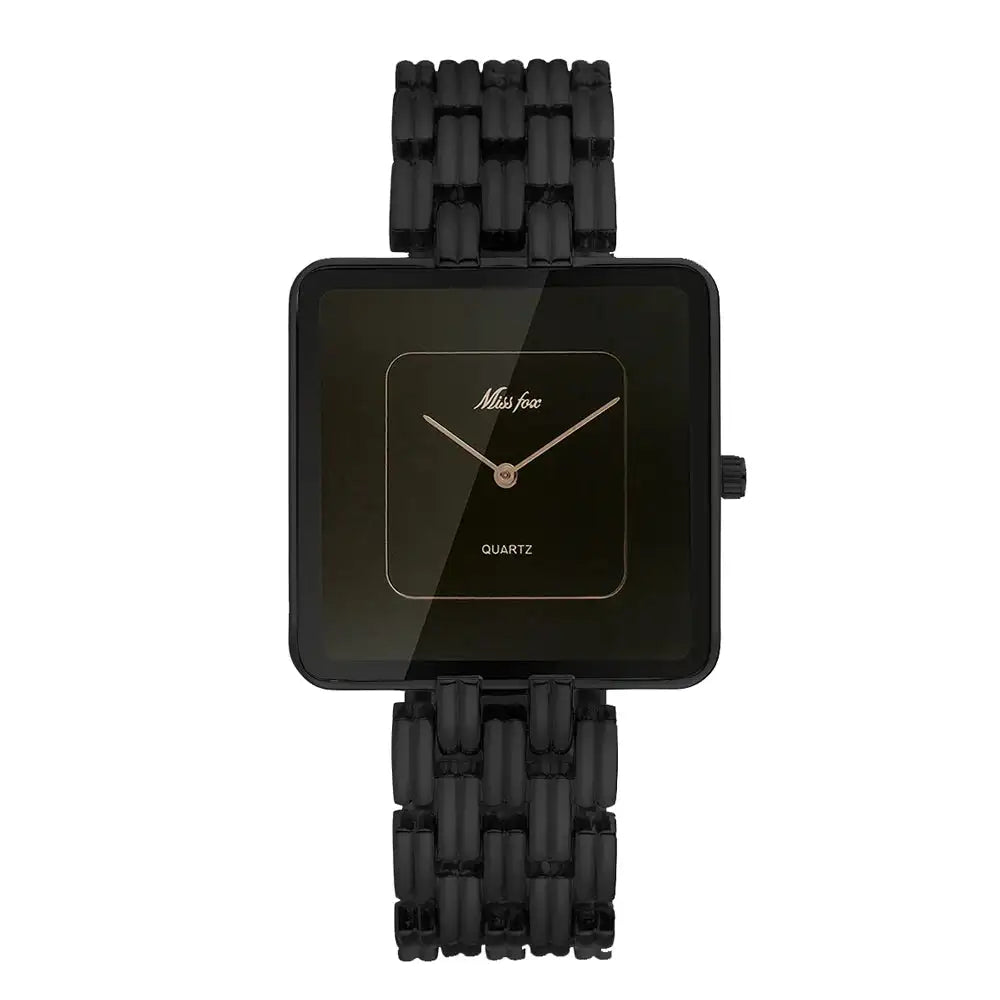 MISSFOX Brand Wristwatch Minimalist Fashion Quartz Watches Classic Design Square Dial Waterproof Stainless Steel Watch For Gift