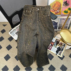 Retro Spring Trendy Leopard Print Jeans Women's American High Street Trousers Y2K Harajuku Style Baggy High Waist Casual Pants Lootquake LLC