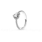 New Colored Crystal 925 Sterling Silver Ring Exquisite Women Shiny Heart Series Simple Ring Valentine's Day Gift for Lovers