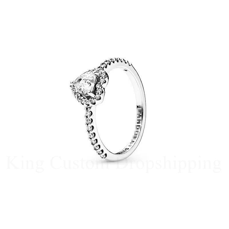 New Colored Crystal 925 Sterling Silver Ring Exquisite Women Shiny Heart Series Simple Ring Valentine's Day Gift for Lovers Lootquake LLC