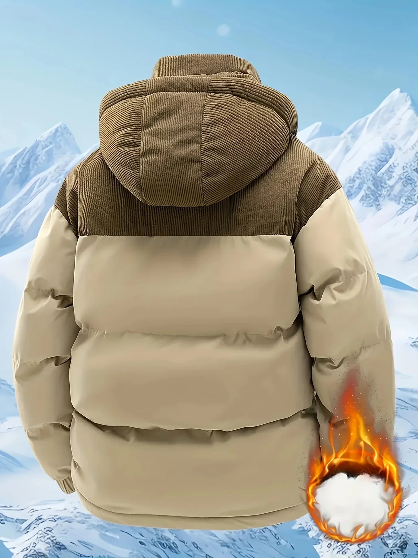 Men'S Heavy-Duty Winter Jacket - Full-Zip Hooded Coat with Zippered Pockets Non-Stretch Fabric for Cold Weather Pi-Mart